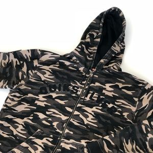 Men’s vintage quicksilver camo zip hoodie sz L